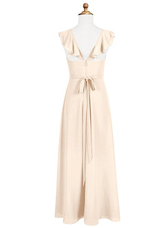 Azazie Emily Junior Robe Trapèze en Mousseline de soie Rayé Albâtre Blanc image6
