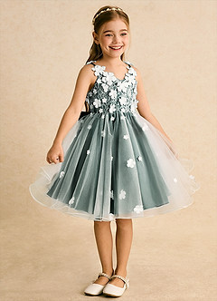 Azazie Junebug vestidos de niña de las flores Vestido de Marfil Pino de Tul de Princesa con Encaje image5
