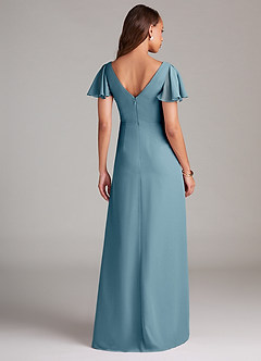 Azazie Soren Brudtärnklänningar Klänning av A-Linje i Chiffong Ruched Moody Blue image2