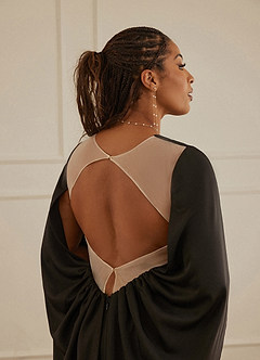 Christian Siriano Bridal for Azazie 2001 Wedding Dresses Plunging Cape Sleeve Crepe Back Satin Mermaid Gown image13