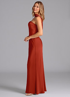 Azazie Lusinda Brudtärnklänningar Klä av Sjöjungfru i Stretch Satin Axelbandslös Rost image5