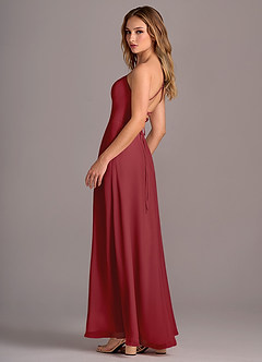 Azazie Mei Brautjungfernkleider A-Linie Chiffon Kleid Granatapfelrot image5