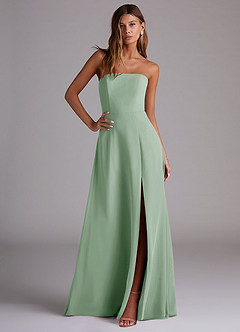 Azazie Wren Bridesmaid Dresses Agave A-Line Side Slit Chiffon Convertible Dress image3