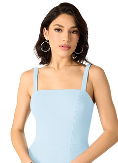 Azazie Gianetta Bridesmaid Dresses Sky Blue Mermaid Side Slit Stretch Crepe Dress image4