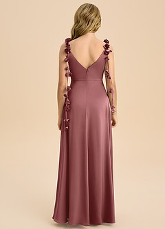 Azazie Gumdrop Junior Amethyst Empire Pleated Stretch Satin Dress image7