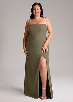 Azazie Leonis Bridesmaid Dresses Willow Green Sheath Strapless Chiffon Convertible Dress image9