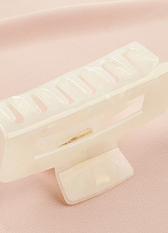 front Iridescent Ivory Hair Claw Clip