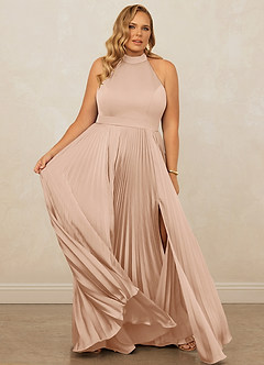 Christian Siriano Bridal for Azazie 1007 Bridesmaid Dresses English Rose A-Line Pleated Stretch Satin Dress image12