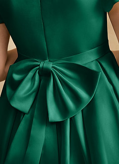 Azazie Pearl Abiti da Ragazza di Fiori Abito Principessa in Raso Opaco Plissettato Smeraldo image8