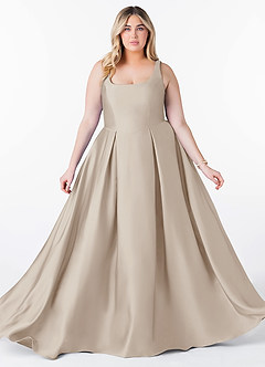 Azazie Neve Bridesmaid Dresses Frost Ball-Gown with Pockets Stretch Satin Dress image10