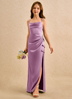 Azazie Bundt Girls Formal Finale sale A-Lijn Jurk van Stretch Satijn Geplooid Powder Blue image5
