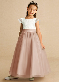 Azazie Pookie Flower Girl Dresses English Rose A-Line Lace Tulle Dress image1