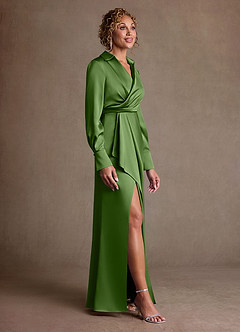 Azazie Jacinta Klänningar till brudens mor Klä Tubklänning i Stretch Satin Plisserad Basilika image4