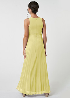 Azazie Lindie Junior Lemon Sorbet A-Line Pleated Chiffon Dress image2