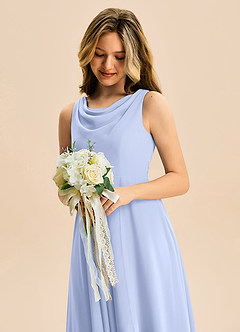 Azazie Mannie Junior Ice A-Line Pleated Chiffon Dress image7