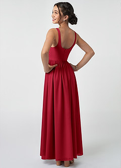 Azazie Keyla Junior Scarlet A-Line Pleated Chiffon Dress image4