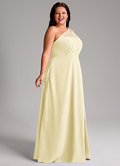 Azazie Phaedra Bridesmaid Dresses Lemon Sorbet A-Line One Shoulder Chiffon Dress image9
