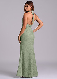 Azazie Valerie Final Sale Agave Mermaid Pleated Floral Burnout Dress image6