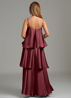 Azazie Azalea Abiti da Damigella Abito A-Line in Raso Elasticizzato Drappeggiato Merlot image4