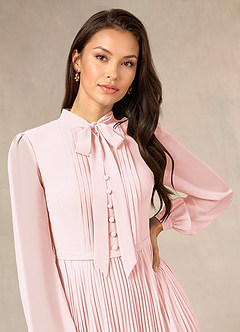 Azazie Adellah Mother of the Bride Dresses Blushing Pink A-Line Pleated Chiffon Dress image5