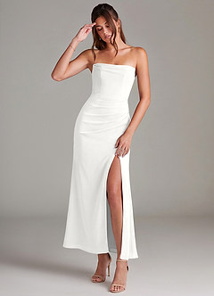 Azazie Leonis Bridesmaid Dresses White Mermaid Strapless Chiffon Convertible Dress image1