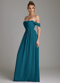 Azazie Caterina Bridesmaid Dresses Ink Blue A-Line Corset Chiffon Dress image9
