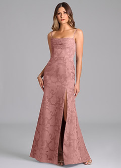 Azazie Saige Bridesmaid Dresses Dusty Rose A-Line Off the Shoulder Floral Burnout Convertible Dress image3