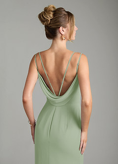 Azazie Egypt Robes de demoiselle d'honneur Robe Fourreau en Mousseline de soie Encolure en Forme de Cœur Vert Sauge image6