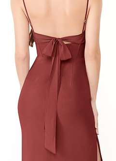 Azazie Mai Abiti da Damigella Abito Tubino in Chiffon Plissettato Terracotta image6
