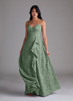 Azazie Naeem Bridesmaid Dresses Matcha A-Line Floral Burnout Dress image4