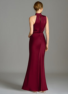 Azazie Brylie Abiti da Damigella Abito Sirena in Raso Elasticizzato Plissettato Borgogna image2