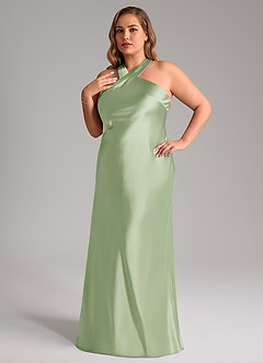 Azazie Doretta Bridesmaid Dresses Dusty Sage Mermaid Bow Metallic Satin Dress image8