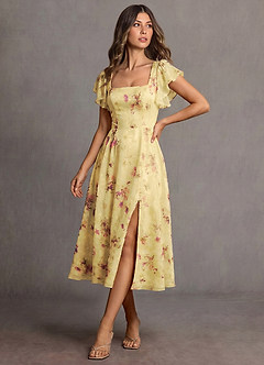 Halle Light Yellow Midi Dress image5