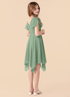 Azazie Janeaurelia Junior Robe Trapèze en Mousseline de soie Plissé Matcha image2