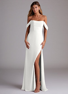 Azazie Saige Bridesmaid Dresses White A-Line Off the Shoulder Chiffon Convertible Dress image1