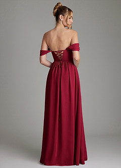 Azazie Caterina Bridesmaid Dresses Burgundy A-Line Corset Chiffon Dress image10