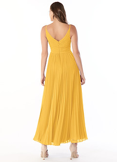 Azazie Raychelle Bridesmaid Dresses Marigold A-Line V-Neck Chiffon Dress image2