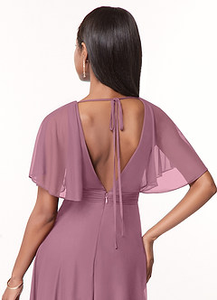 Azazie Tinsley Bridesmaid Dresses Vintage Mauve A-Line Pleated Mesh Dress image4