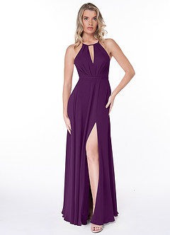 Azazie Evalleen Bridesmaid Dresses Grape A-Line Pleated Chiffon Dress image6