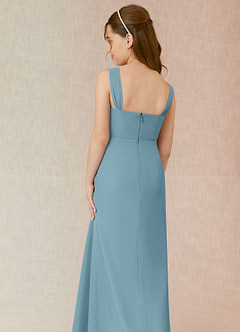 Azazie Denice Junior Jurk van Chiffon met A-Lijn Mystiek Blauw image7