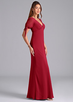 Azazie Pheby Bridesmaid Dresses Scarlet A-Line Pleated Chiffon Dress image5