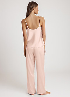 front Pyjama-Set aus Satin-Top mit weitem Bein und Schnürung vorne