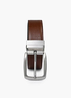 front Cinturón reversible de cuero texturizado para hombre