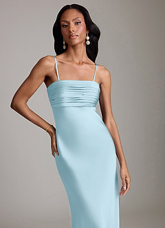 Azazie Saylor Brudtärnklänningar Klä av Sjöjungfru i Stretch Satin Axelbandslös Himmelsblå image3