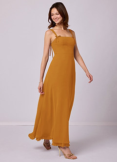 Barbie ♥ Azazie Bridesmaid Dresses Butterscotch A-Line Pleated Chiffon Dress image1
