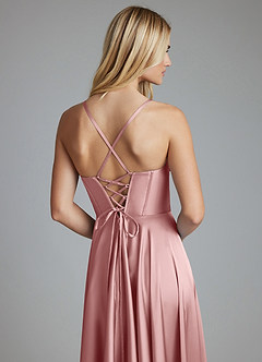 Azazie Alaia Suknie dla druhen Linia A Gorset Satyna elastyczna Do ziemi Sukienka image2