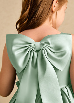 Azazie Jessie Blumenmädchenkleider A-Linie Schleifen Matte Satin Kleid Agave image8