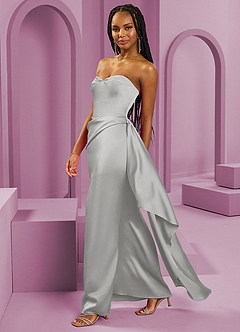 Barbie ♥ Azazie Bridesmaid Dresses Silver Sheath Strapless Stretch Satin Convertible Dress image13