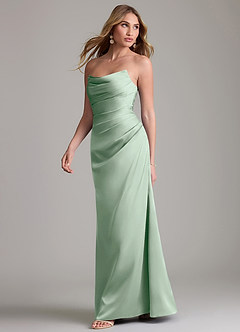 Azazie Lucille Bridesmaid Dresses Agave Mermaid Strapless Stretch Satin Convertible Dress image3