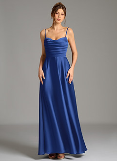 Azazie Ayla Suknie dla druhen Linia A Gorset Satyna elastyczna Do ziemi Sukienka image5